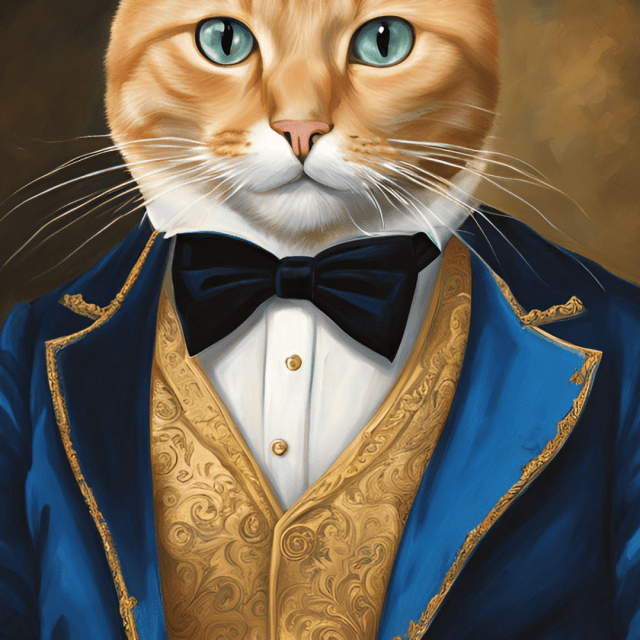 Old Timey Cat Royal Oil Painting