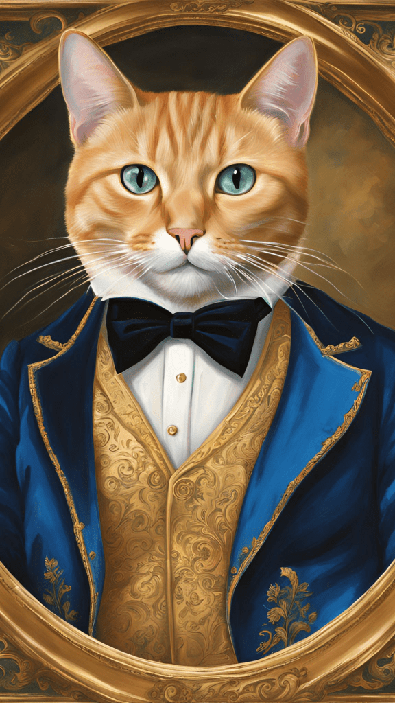 Old Timey Cat Royal Oil Painting